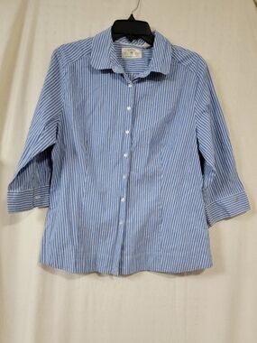 Lee Riders Blue and White Striped Button Down Shirt Size XL